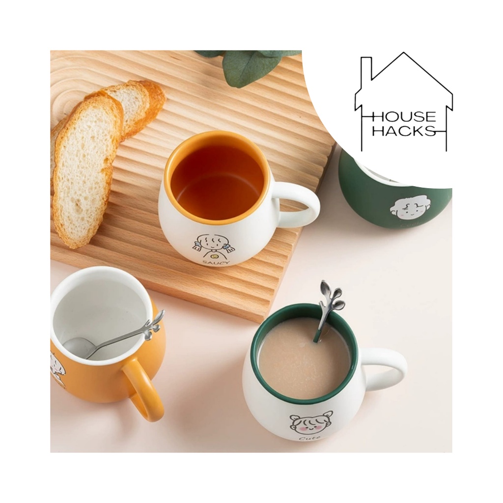 Mug Cangkir Lucu Gelas Lucu Unik Free Sendok Kecil Murah Meriah