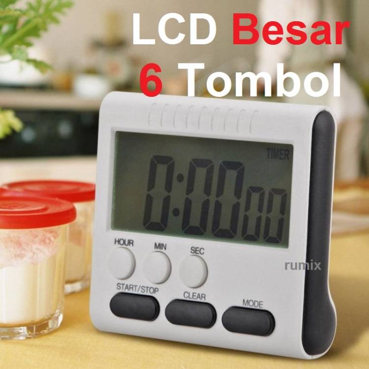 Timer Masak Dapur Digital LCD Kitchen Timer Alarm Cooking Kopi Kue Roti Elektrik Seduh Belajar Jam