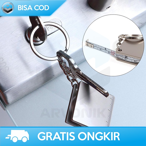 METERAN GULUNG MINI PLUS KEYCHAIN UNIK ANENG  STAINLESS STEEL 0-80CM