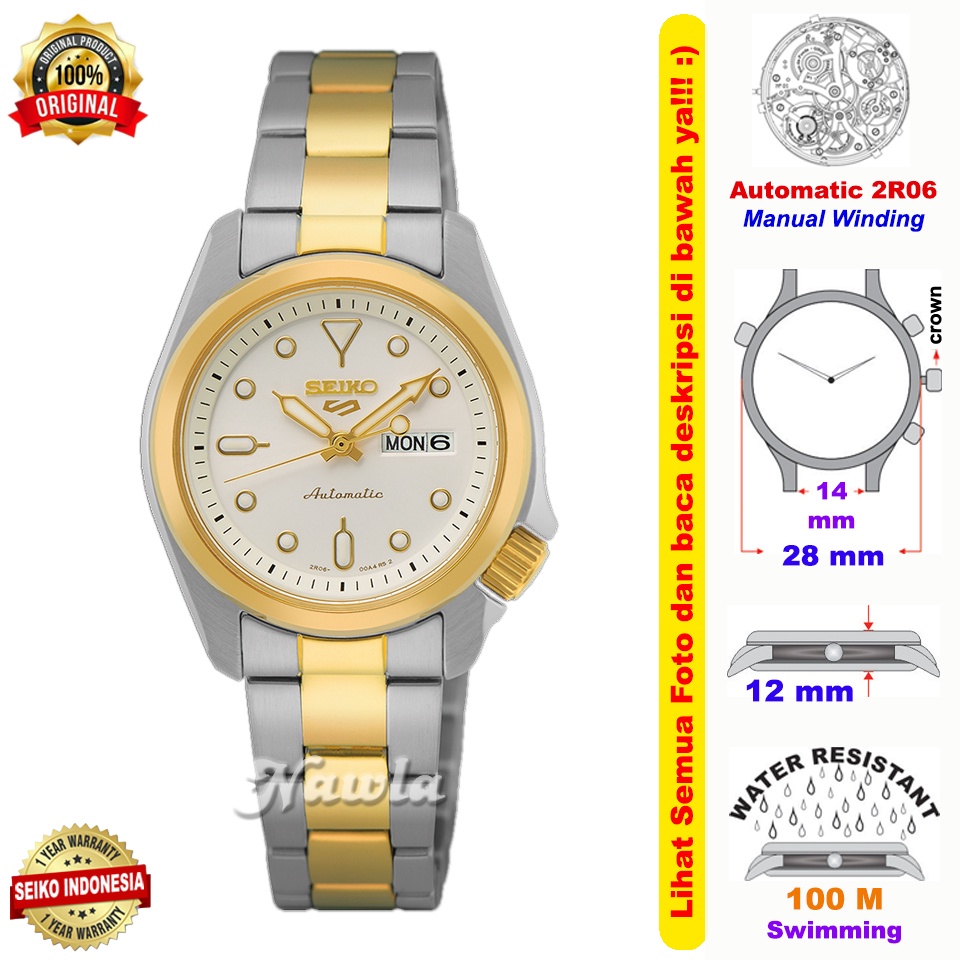 Seiko 5 Sports SRE004K1 Ladies Two Tones - Jam Tangan Wanita SRE004