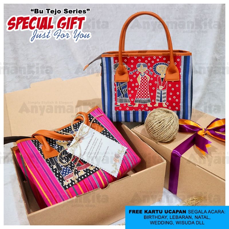 Hampers Tas Webe Lurik Bu Tejo Series / Gift Graduation Motif Denok/ Kado Ulang Tahun/ Hadiah Guru/ Birthday/ Wisuda/ Anniversary/ Sertijab/ Lebaran/ Idul Fitri