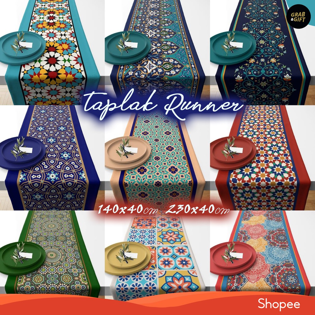 Taplak Meja Panjang Table Runner Motif Maroko Bohemian / Turkish 140cm dan 230 cm Grabandgift