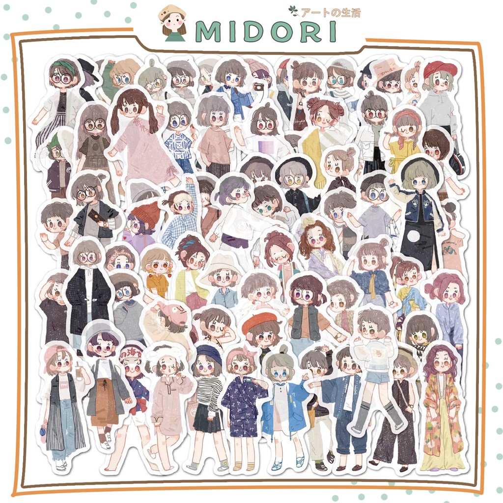 

[MIDORI] 80 Pcs CHIBI CHARACTER Deco Sticker Planner DIY Scrapbook - B0037