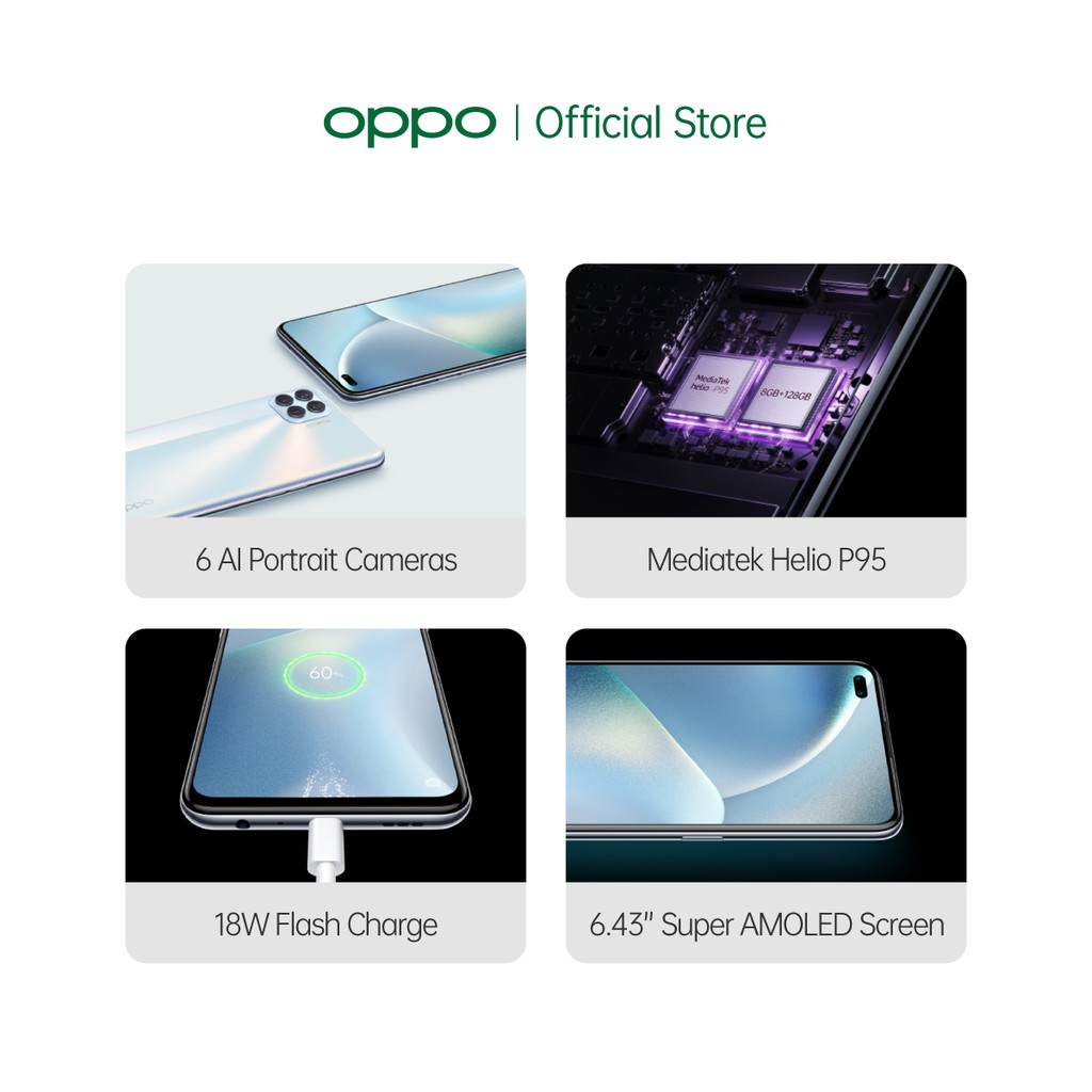 OPPO Reno4 F 8GB/128GB [Helio P95, 48MP Quad Camera, 6.43” Dual Punch-Hole Display, 18W Fast Charge]-1