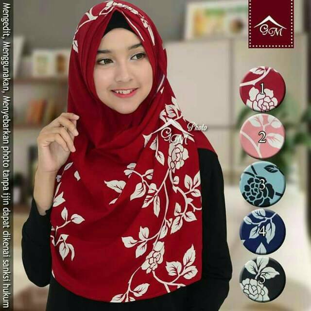 Pasmina instan / pastan lipit motif bunga