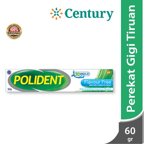 Polident 3D Hold Flavor Free 60gr / Perekat GIGI Tiruan / Lem Gigi Palsu / Gigi / Mulut
