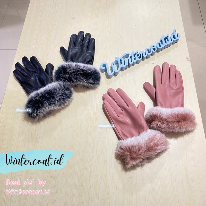 Sarung tangan wanita winter gloves musim dingin import nadine bulu hangat fur fashionable kaos tangan glove cewek woman wanita women