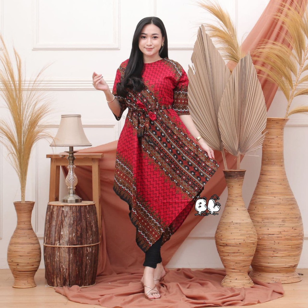 Tunik Batik Lancip Seragam Komunitas Kantor Formal Baju Kerja Katun Halus Motif Unik Dress Cantik 13
