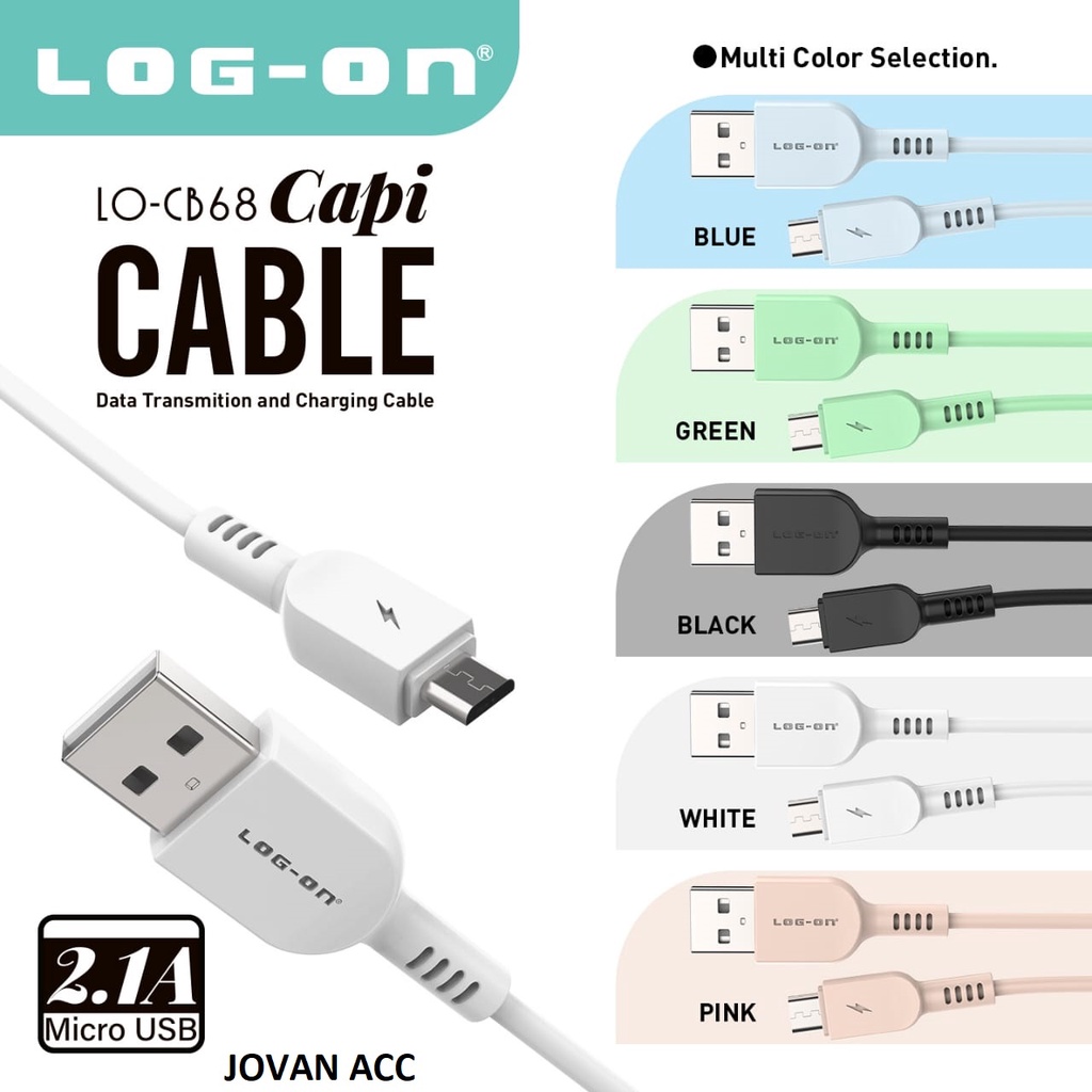 KABEL CHARGER MICRO USB 1 METER LOG ON CABLE CHARGE 2.1a KABEL SUPPORT FAST CHARGING 1M CAPI LO CB-68 100 CM