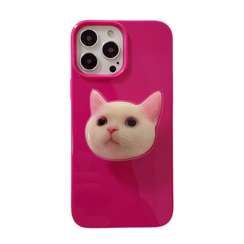 IPHONE Casing Pasangan Lucu Dengan Grip Kucing Stand Holder Untuk Iphone14 13 11 7 +8 Plus SE 2020 X XS XR 12sarung Pelindung Casing Mini Pro Max AT0174