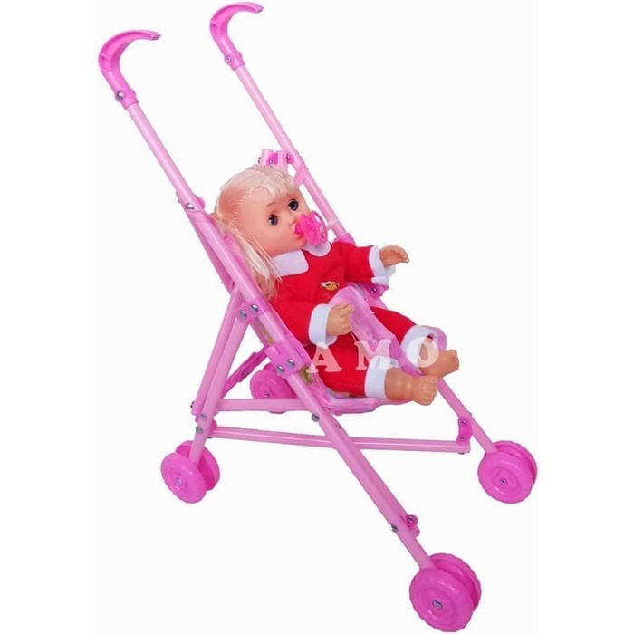 Mainan Anak Unik Boneka Lucu Dengan STROLLER BONEKA KANTONG 821B / Kad Hadiah Mainan Anak 4 5 6 Tahun