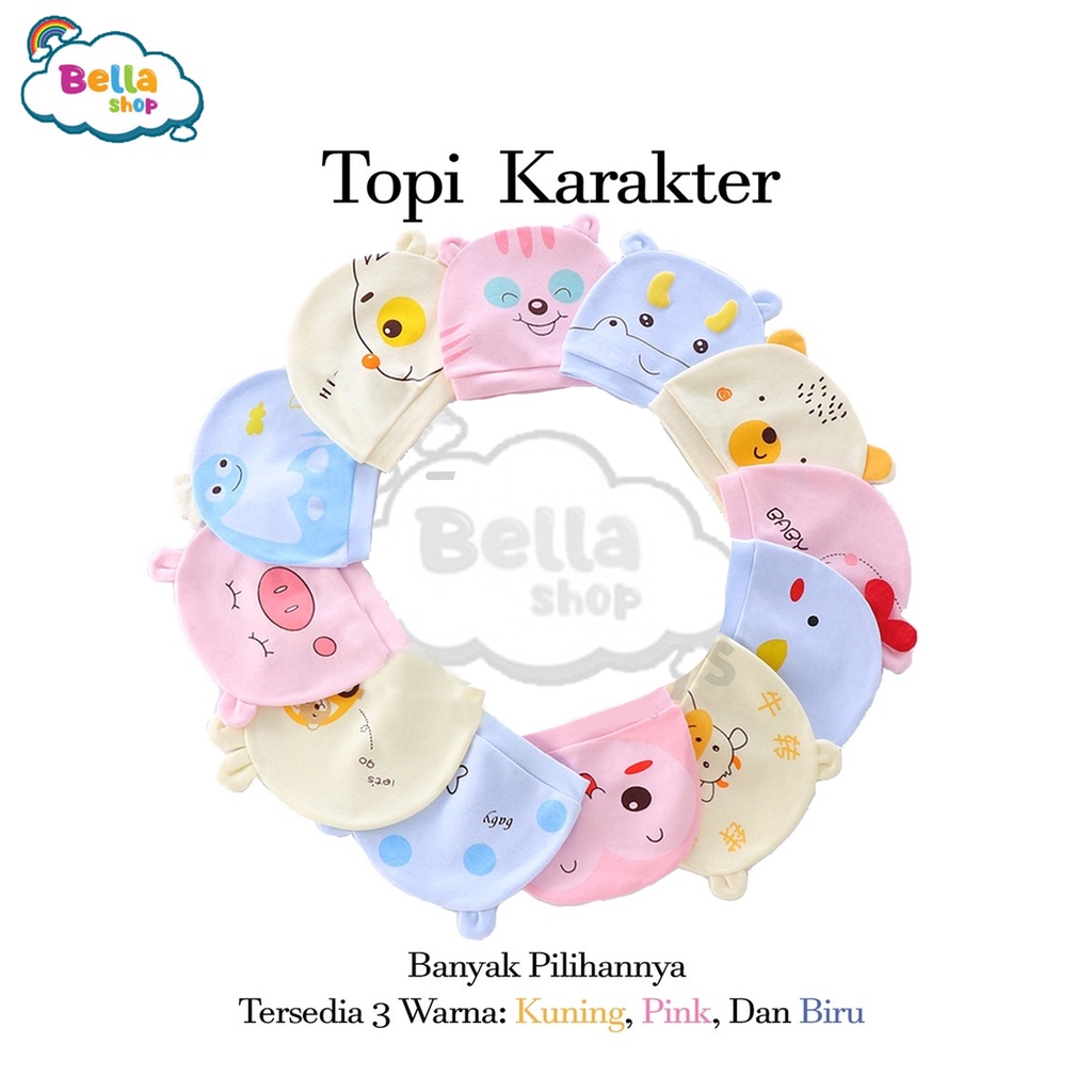 BEBELLE TOPI BAYI LUCU TOPI BAYI TOPI TELINGA TOPI BAYI BERGAMBAR NEWBORN BABY HAT