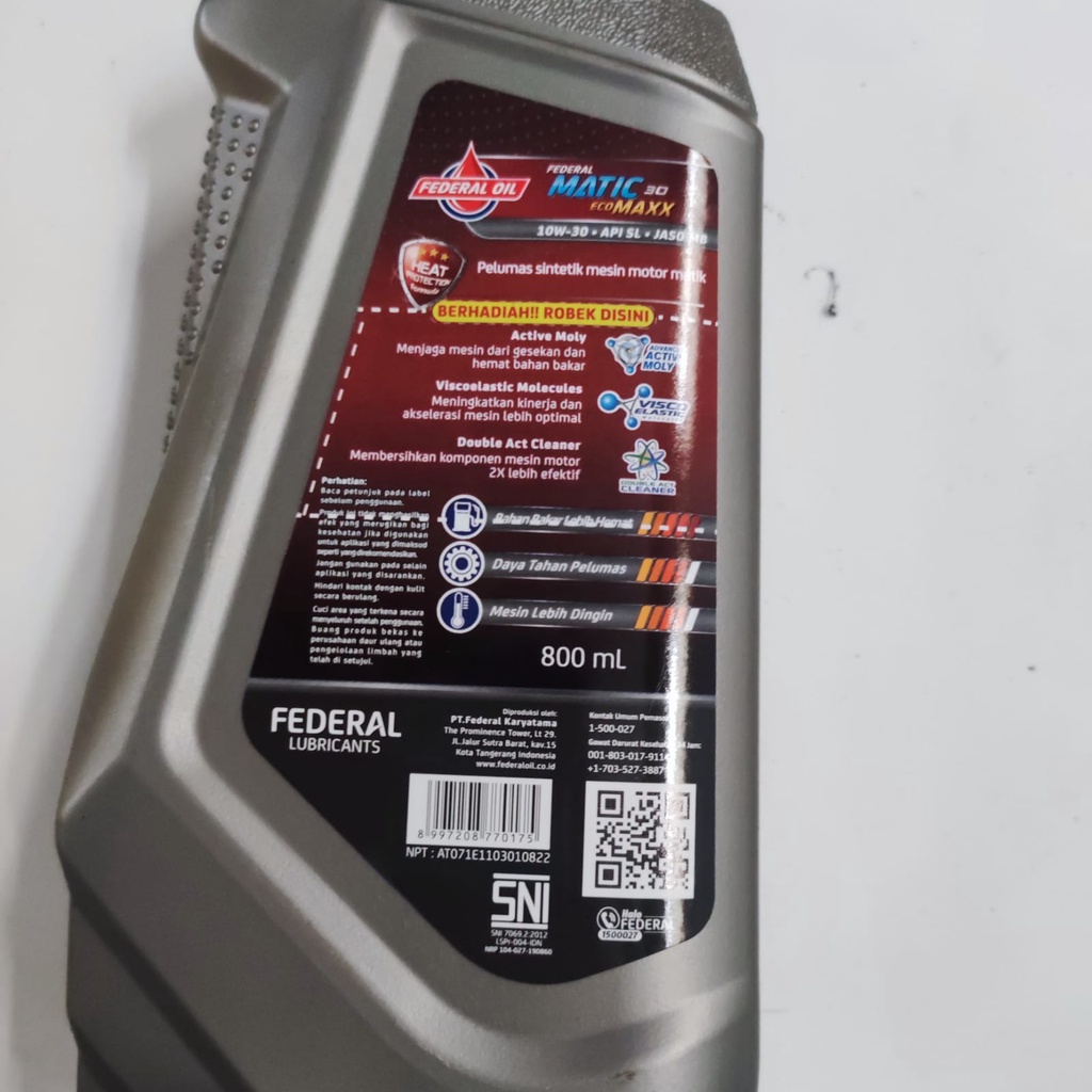 Oli Federal Matic Ecomaxx 10W30 0.8L (800ml)