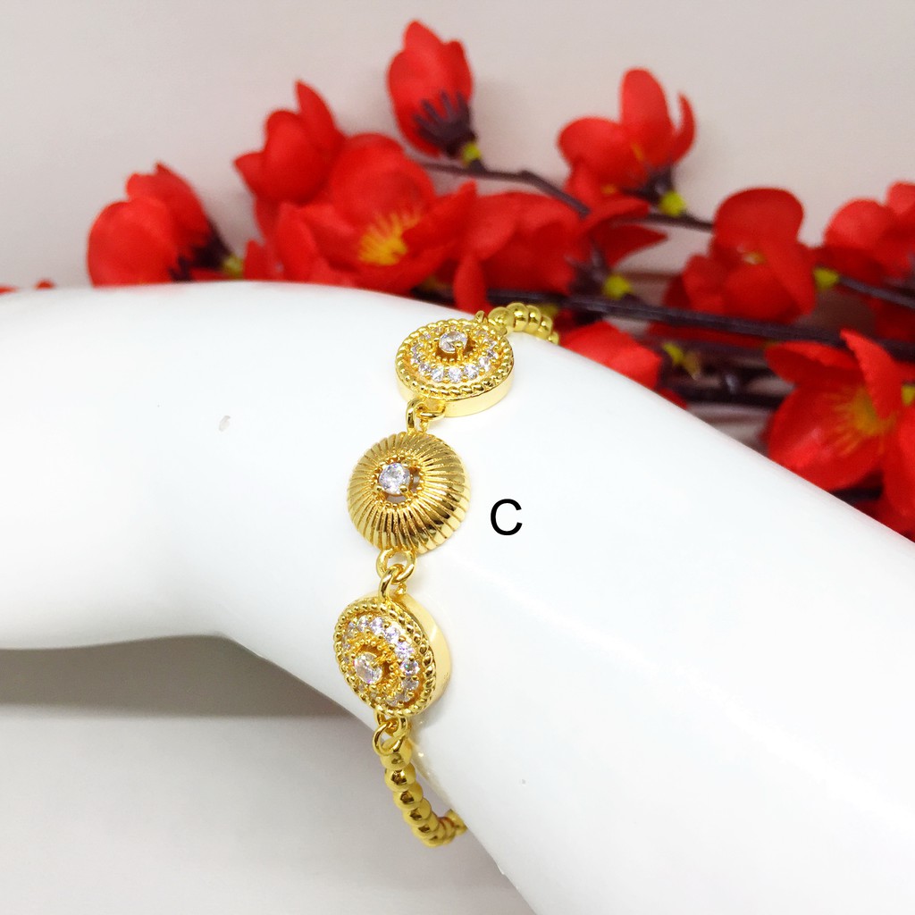 Gelang Xuping Rantai Besar Oval Italy Bola Gantung Lapis Emas - BB365