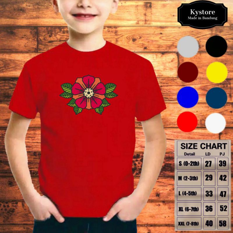 Kaos Anak Laki-laki Motif Flower, Bahan Combad 30s - Size S,M,L,XL,XXL