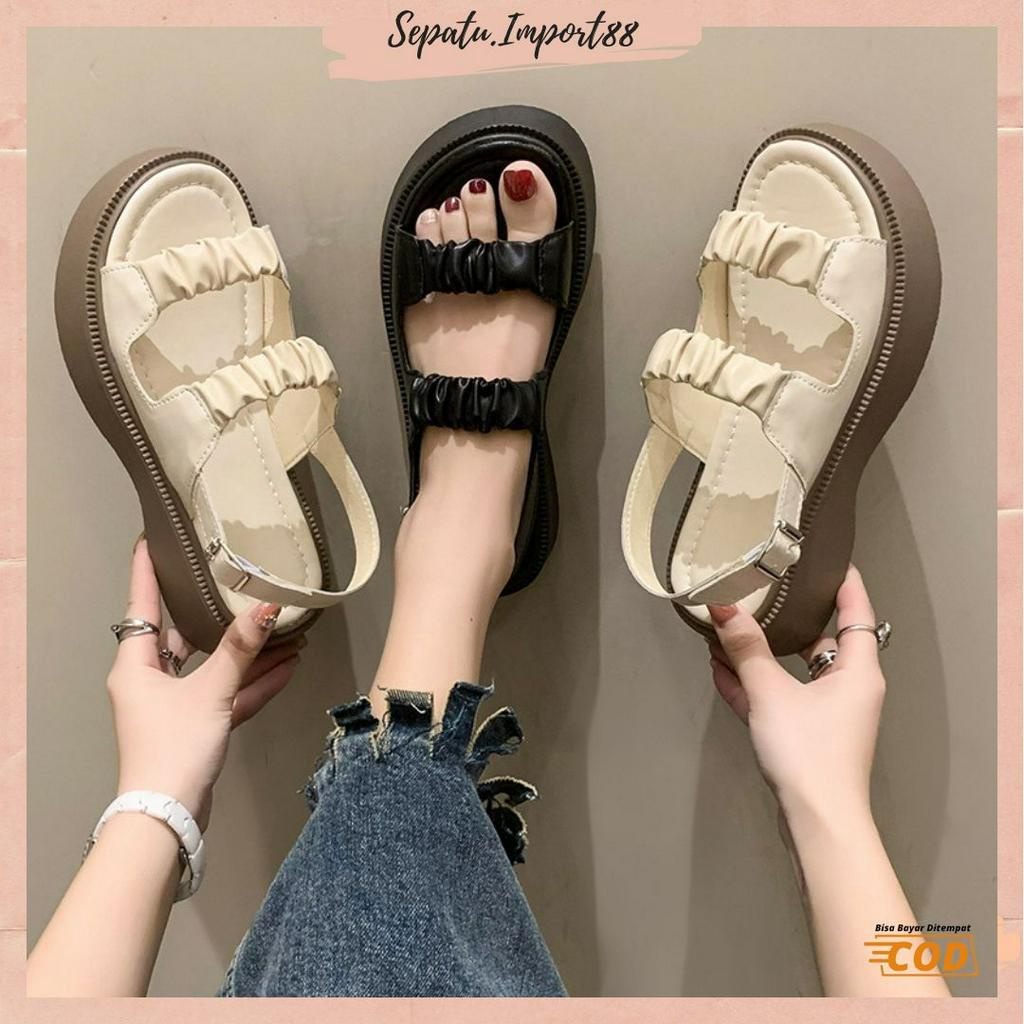 [SEPATU IMPORT] DF 643 Sandal Wedges Sandal Tali Wanita Korea Import Premium Quality