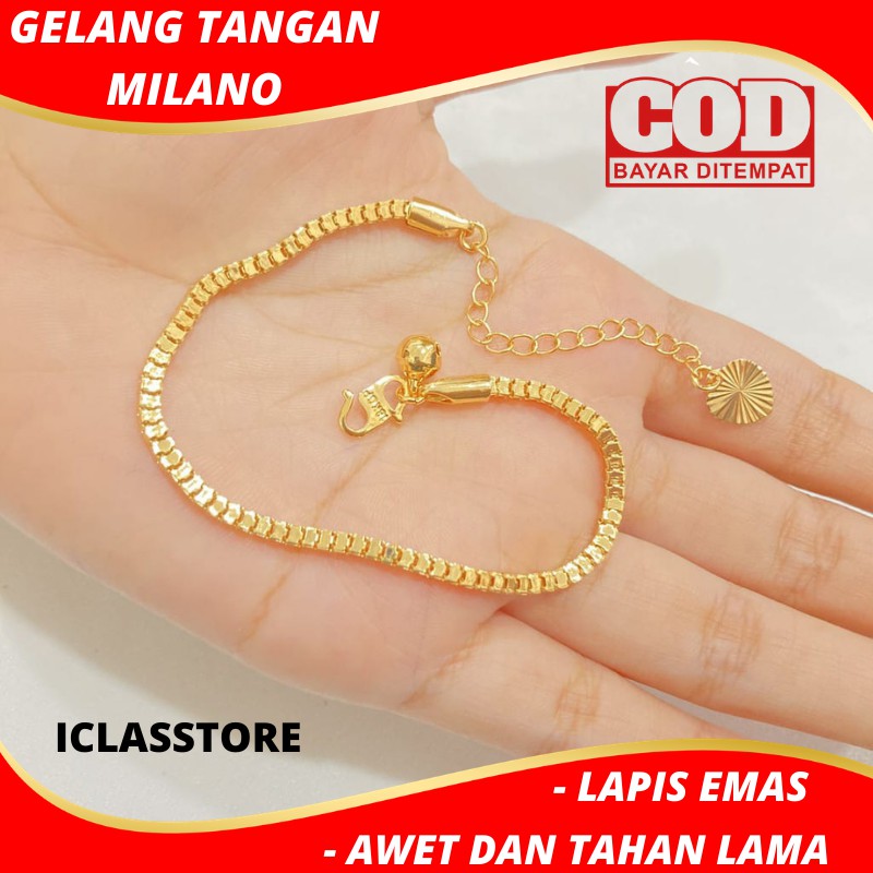 Gelang Tangan Jurai Milano Aksesoris Fashion Perhiasan Imitasi Wanita Lapis Emas Awet Dan Tahan Lama