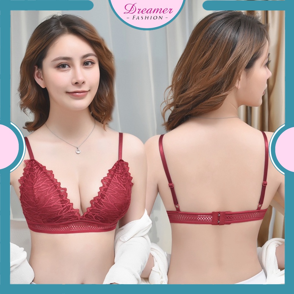 DF BR116 BH Bra Renda Wanita Model One-Piece Tanpa Kawat Motif Bunga Sexy Korea