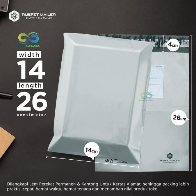 

AMPLOP PLASTIK PACKING POLYMAILER POLOS ABU SILVER MATTE LIGHT GRAY - Abu-abu, 14 X 26 bisa cod