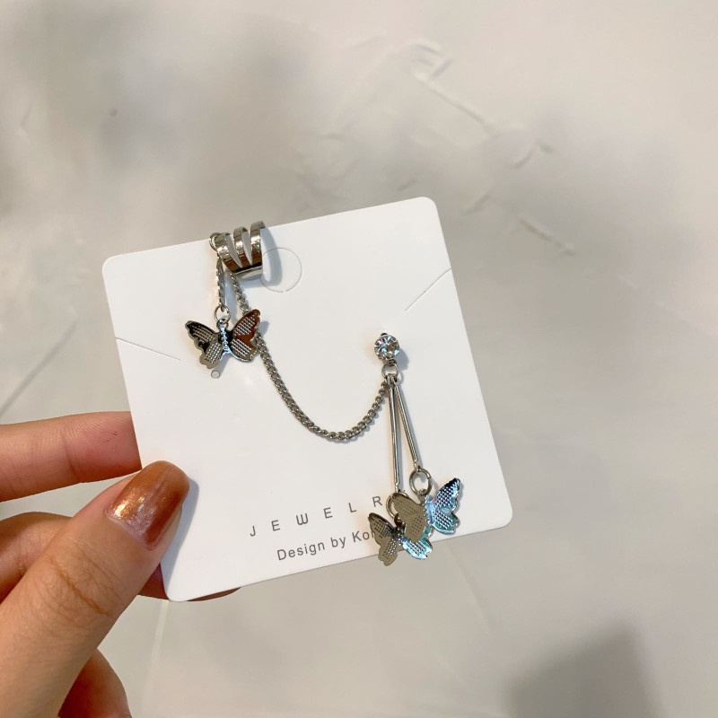 Anting Klip Tulang Telinga Bentuk u Bahan S925 Silver Aksen Berlian | Anting Bentuk Pita | Aksesoris Rambut Untuk Wanita | Anting Bahan Stainless Steel | Kotak Hadiah Untuk Hadiah