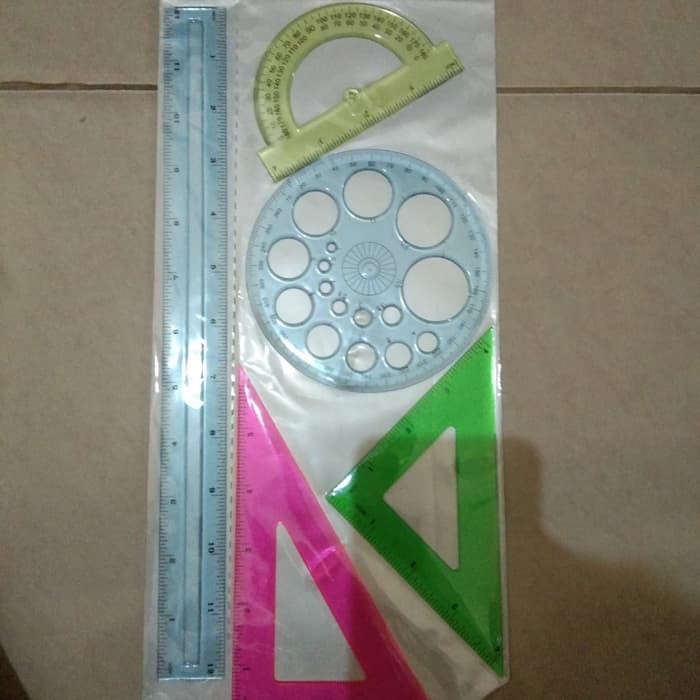 

MISTAR SET ruler set, penggaris aneka bentuk, 5pc, mistar matematika