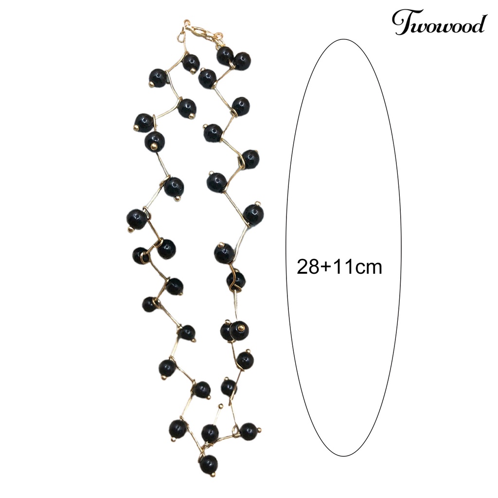 Twowood Imitation Pearl Lobster Clasp Necklace Collar Women Extension Chain Adjustable Choker Necklace for Party