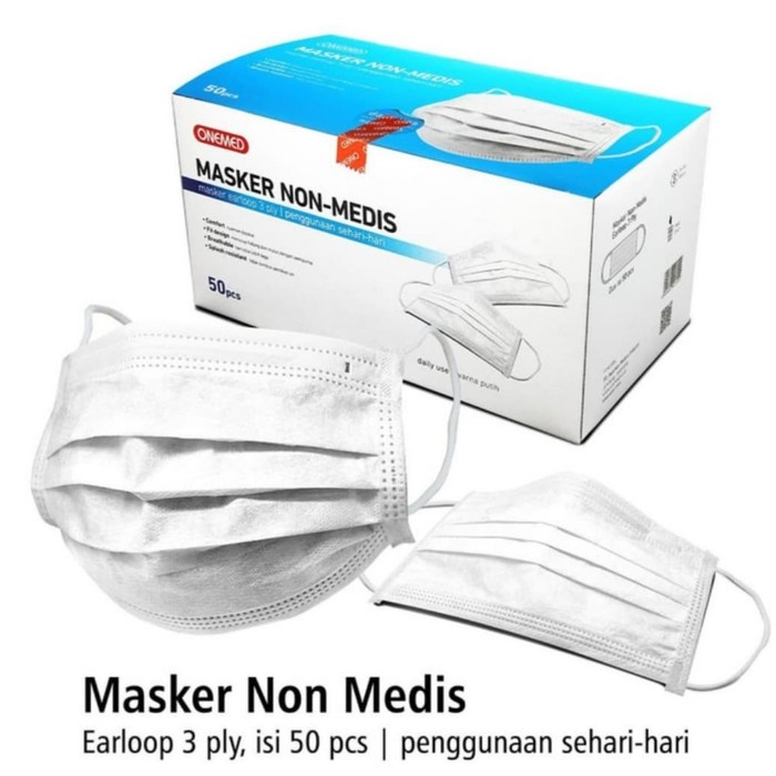  Masker  OneMed 3 Ply Earloop 50 Pcs 1 Kotak l Masker  1 