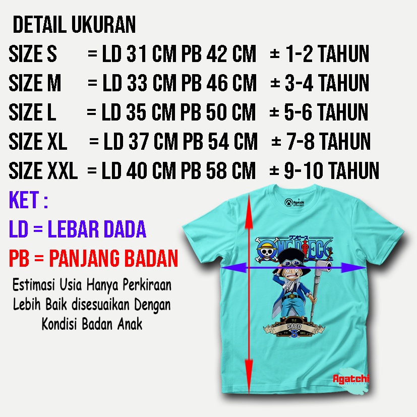 Baju Kaos Atasan Anak Laki-Laki Agatchi Motif Litlle sabo - one piece