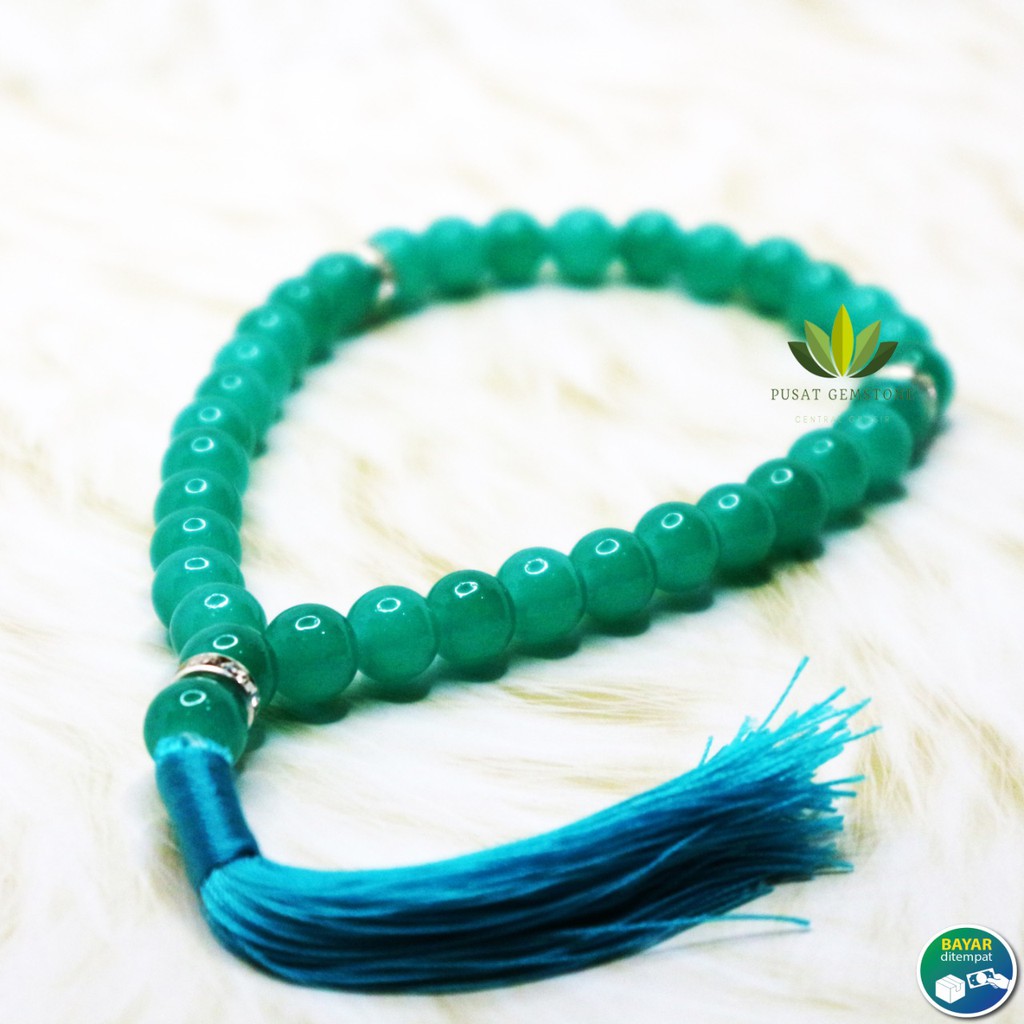 Tasbih Batu Biru,Giok Biru Blue Jade 33 Butir Natural