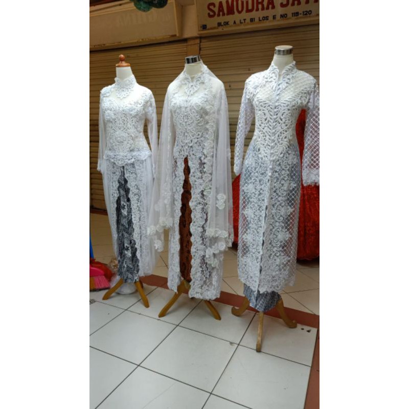 Sutrisno Kebaya - Gaun Akad Pengantin Full Payet Kebaya Ibu Besan Baju Akad Putih Mewah Kebaya Akad 