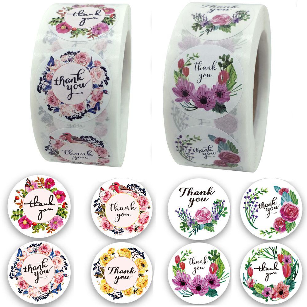 Nanas 500 Pcs Thank You Stiker DIY Kerajinan Dekorasi Pernikahan Happy Mail Sticker roll label Bulat Gift Paper Sticker