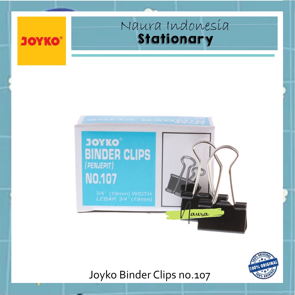 

Joyko Binder Clips no.107 | Penjepit Kertas Joyko no.107 | Binder Clips Joyko no.107