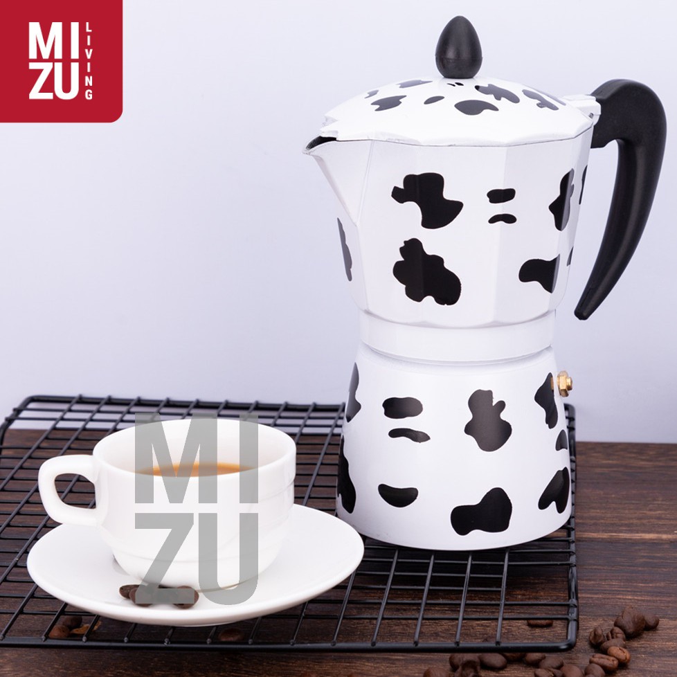 MOOOKA Cow Spots Moka Pot Unik Italian Espresso 6 Cups 300ml Teko Kopi Coffee Maker Motif Sapi