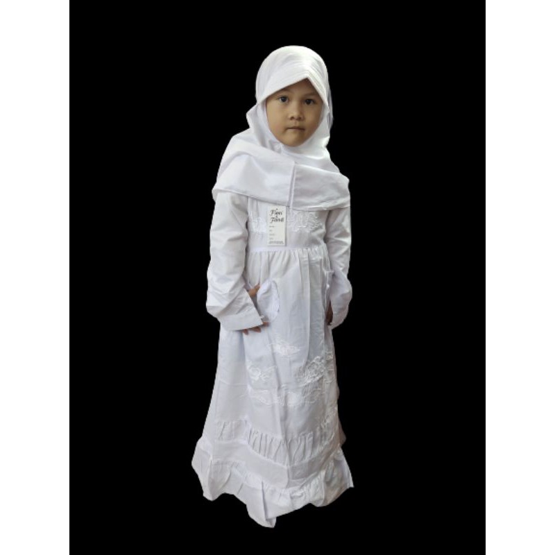 Gamis Anak Plus Kerudung Gema Khusus Putih