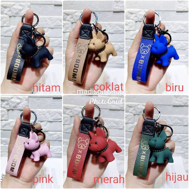 Gantungan Kunci French Bulldog Leather Keychain Gt Kunci Kulit Frenchie Kado Ultah Murah