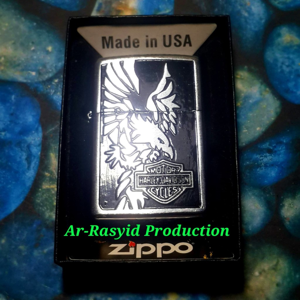 Best Item Korek Api Minyak Zippo Matte Kw Super Black Motif Timbul Harley David