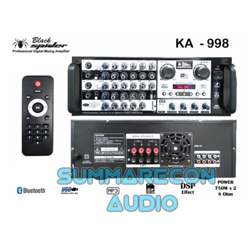 Amplifier Karaoke Black Spider KA 998 Original Kualitas Terbaik Usb Bluetooth