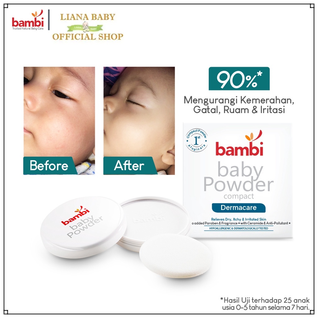 PERA678 BAMBI BABY COMPACT POWDER DERMACARE BEDAK BAYI UNTUK KULIT SENSITIF 40GR