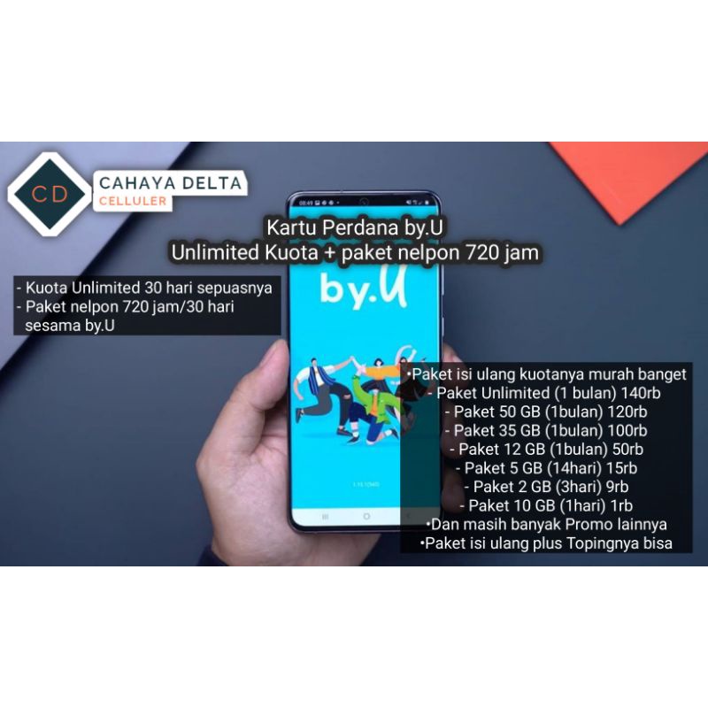 Kartu by.U 75GB 30 Hari + Paket Nelpon 720 jam