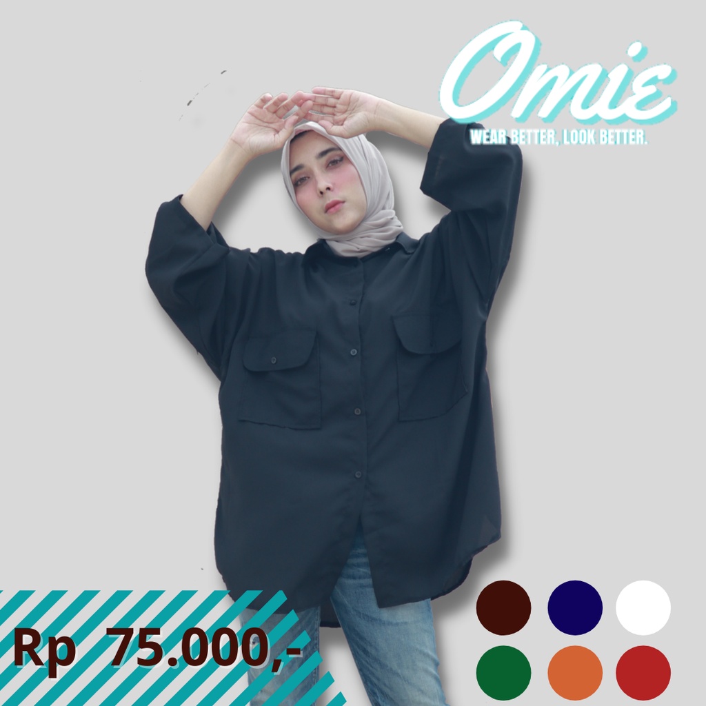 KEMEJA WANITA OVERSIZE POLOS K-2