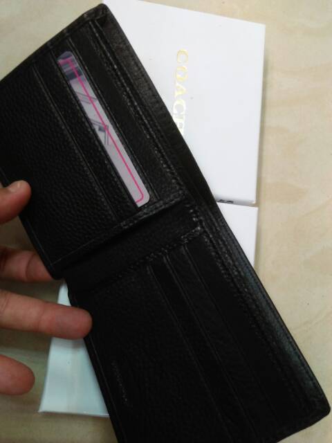 Dompet lipat pendek kulit asli coach emboss