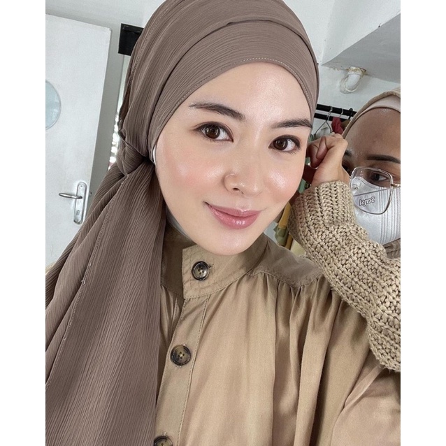 PASHMINA CRINKLE MATTE NON SILK AYANA MOON Matte chiffon textured pashmina non silk casual korea-1