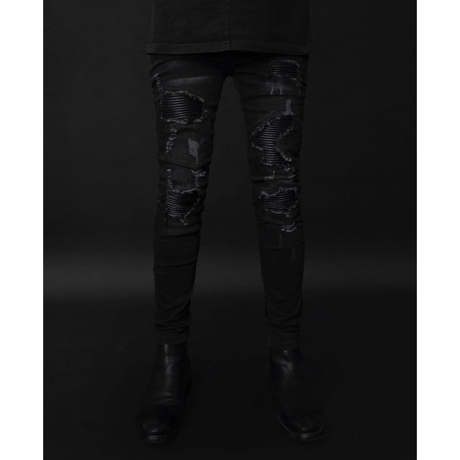 Celana rucas season 8 cavier leather biker jeans