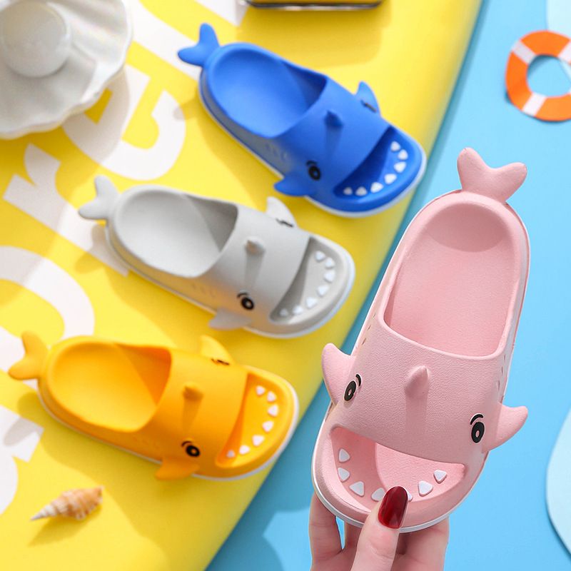 [littlecrab] Sandal Anak Motif Hiu Sirip Ekor Kids Sandals High Quality Cute Shark With Tails Biru Kuning Pink Abu Lucu Berkualitas Slip On Korean Style