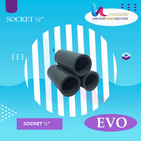 EVO SOK 1/2&quot; IN AW/SOCKET 0,5&quot; INCH PVC/SOCK/SOK LURUS SAMBUNGAN PIPA