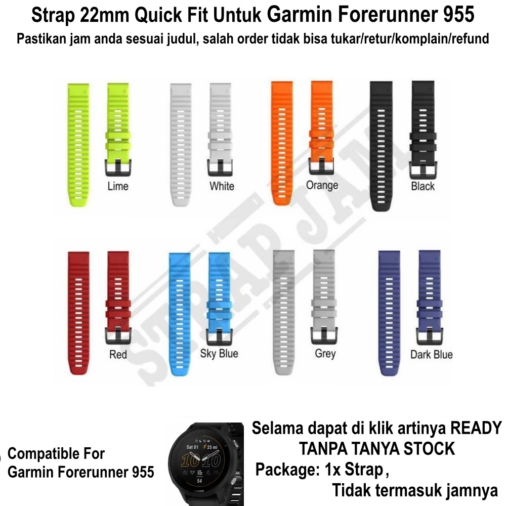 MF6 22mm Strap Garmin Forerunner 955 - Tali Jam Tangan Quick Fit Rubber Lentur