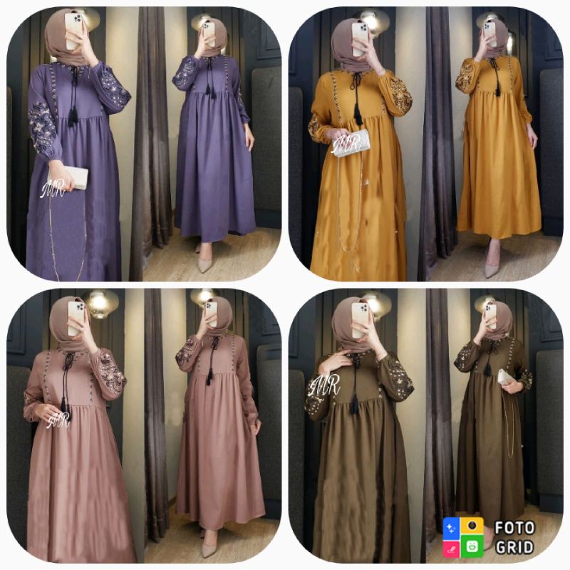 Baju Gamis Maxy Hanifa Brukat Wanita Muslim Dewasa Remaja Modern Murah Anggun Cantik Mewah Trend Kek