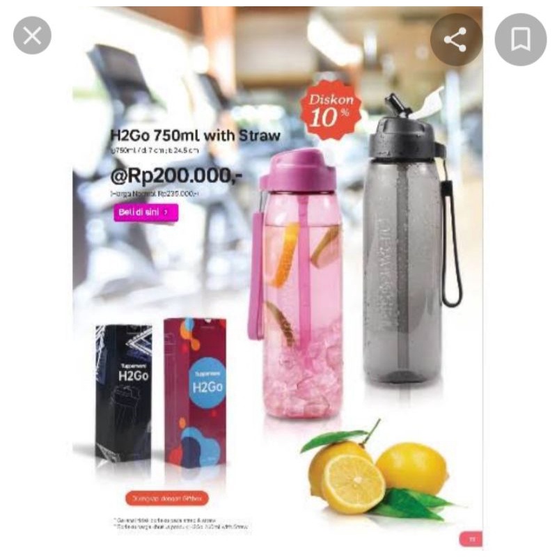 Tupperware botol minum straw/botol sedotan