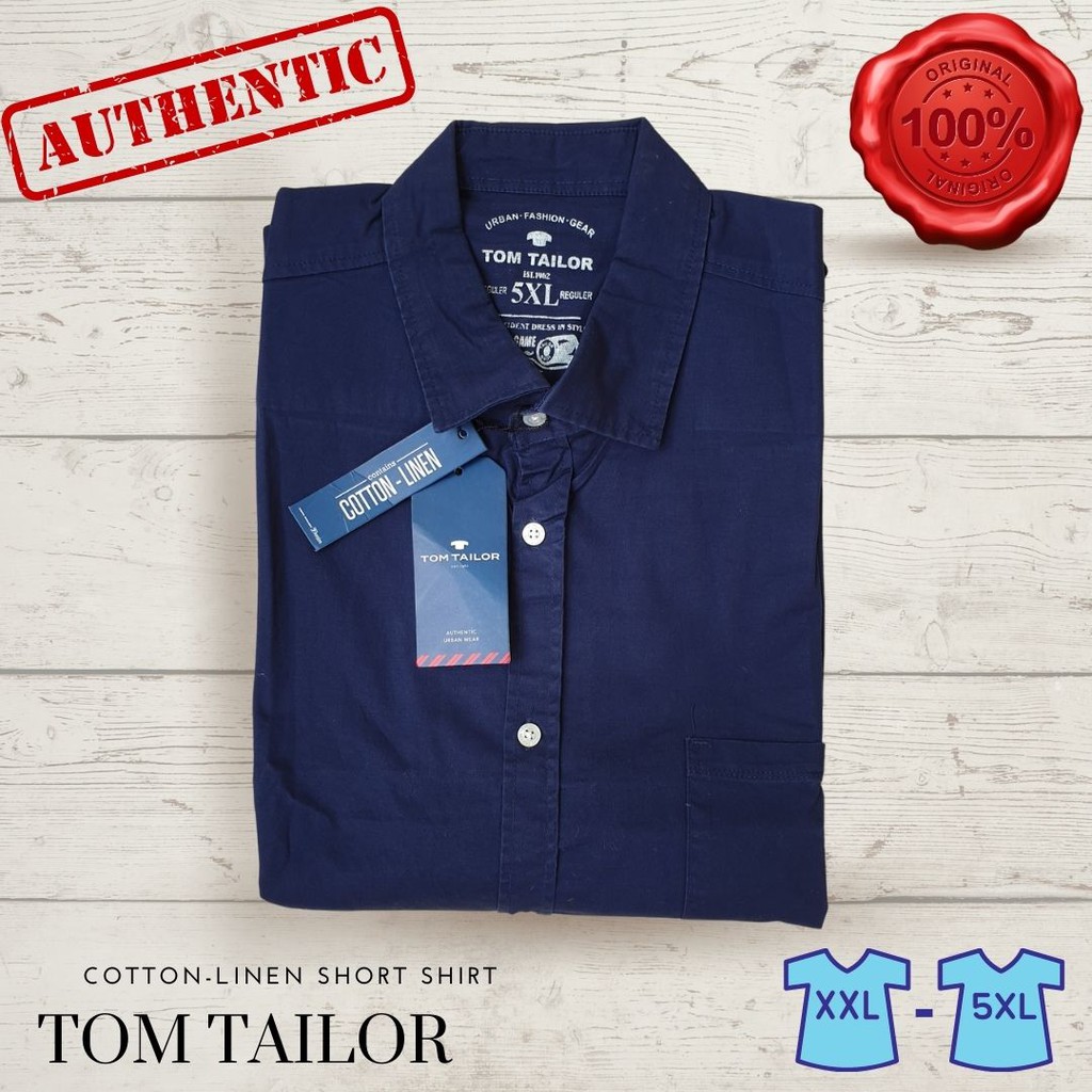 Hem Pendek Big Size Tom Tailor Original Jumbo Biru Navy Polos