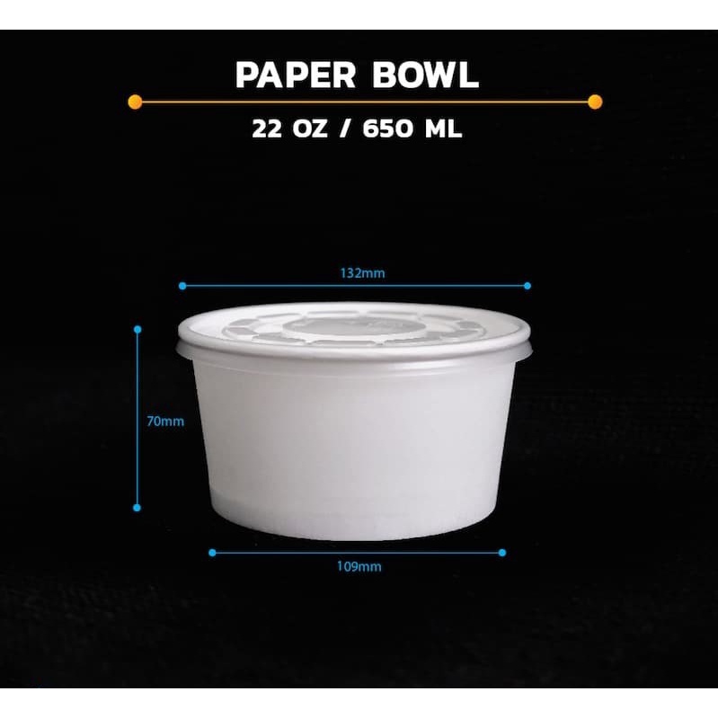 

Paper Bowl 650ml Polos Murah isi 25 pcs + TUTUP / Mangkok Kertas 22oz